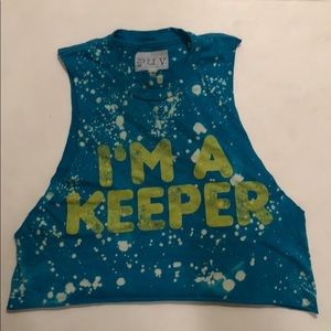 I’m a Keeper Crop Tank, Raw Hem, Vintage, Small